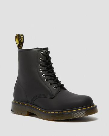 Black Men's Dr Martens 1460 DM's Wintergrip Lace Up Boots | CA 507MQZ